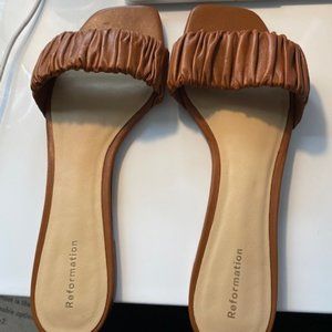 Reformation Marcella Ruched Flat Slide